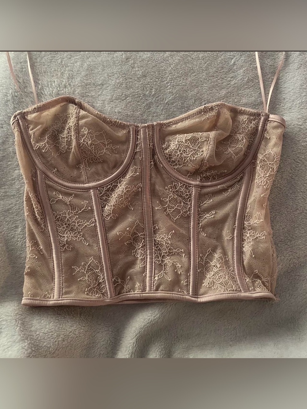 Zara Blush Lace Bustier Crop Top
